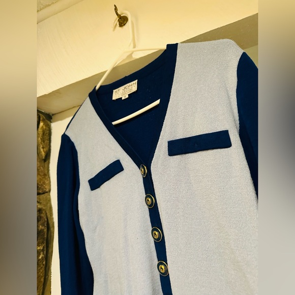 ST. JOHN $350 by Marie Gray Santana Knit Royal Blue Button collection cardigan. - Picture 14 of 14